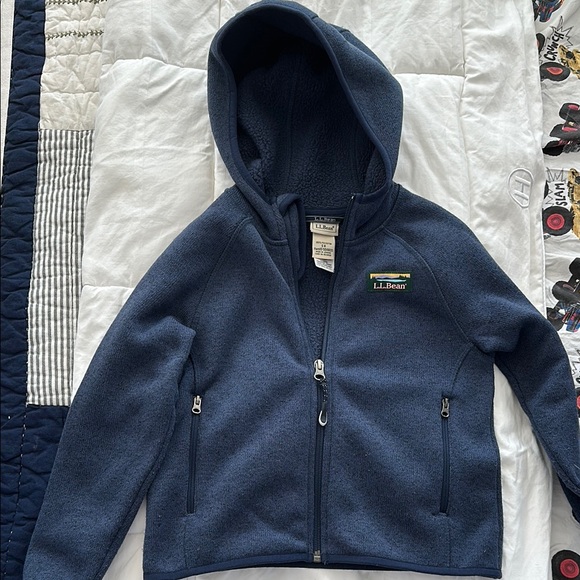 L.L. Bean Kids' Navy Fleece Hoodie - Picture 1 of 4